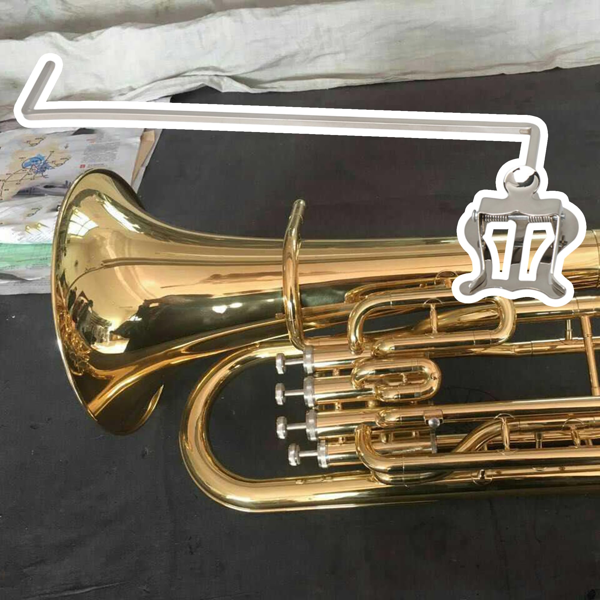Bstinay 3/4 Vertical Keys Euphonium Marching Clamp On Silver Music Sheet Clip Music Sheet Clip Replacement For Bass Saxophone